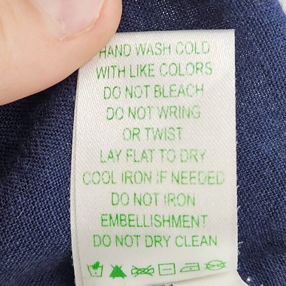 Lilly Pulitzer Amelia Island Tunic Top True Navy Women's XS Linen Fringe Preppy - Picture 9 of 13